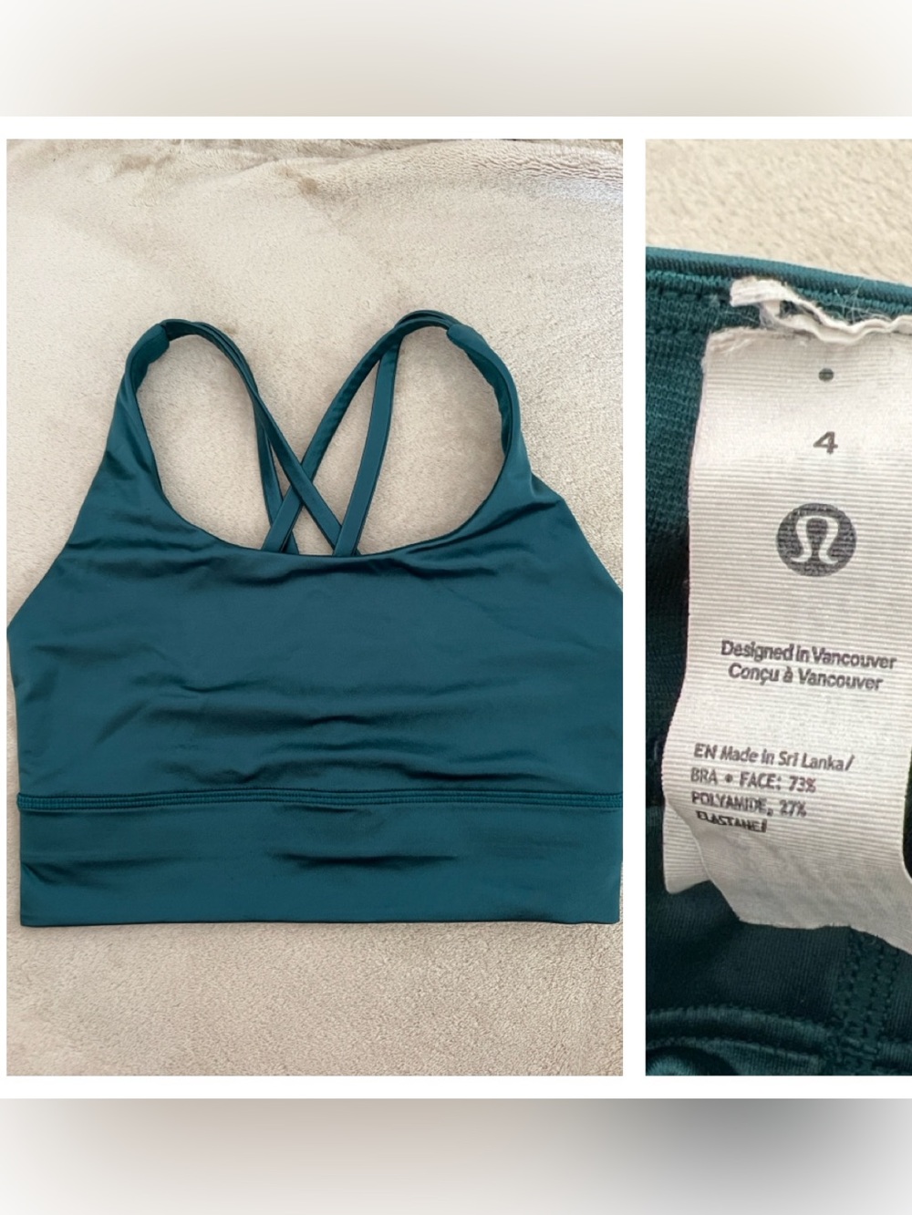 Lululemon Energy Longline Bra Foil NWOT